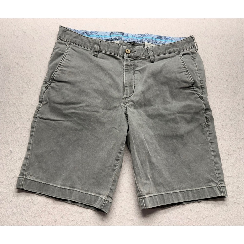 Tommy Bahama Mens Boracay Chino Shorts Gray Size 34 Cotton Tencel Blend Stretch